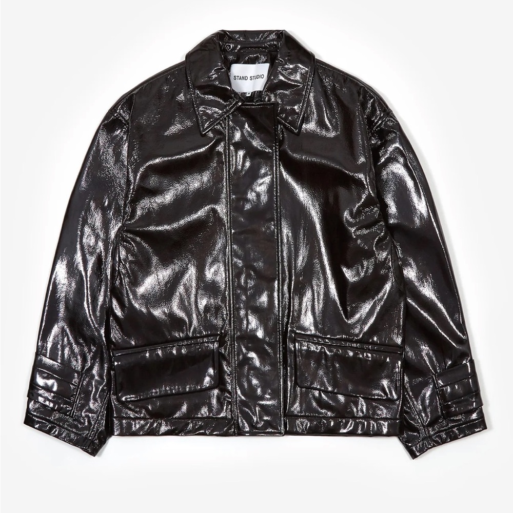 Stand Studio Patent Leather Constance Jacket NWT